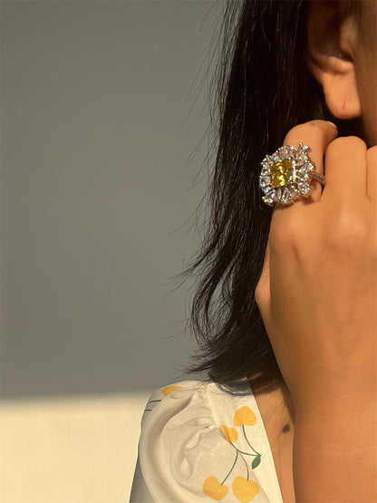 Rena Golden Zircon Crystal Ring
