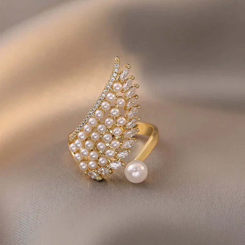 Pearl Wing Open Ring