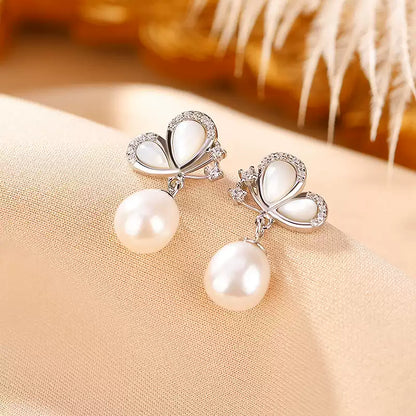 Pearl and Mother Butterfly Earrings