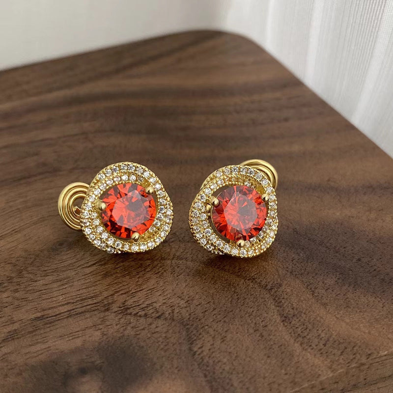 Jolynn Hollow Garnet Zircon Earrings