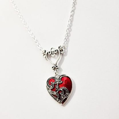 Gothic Heart Crimson Necklace