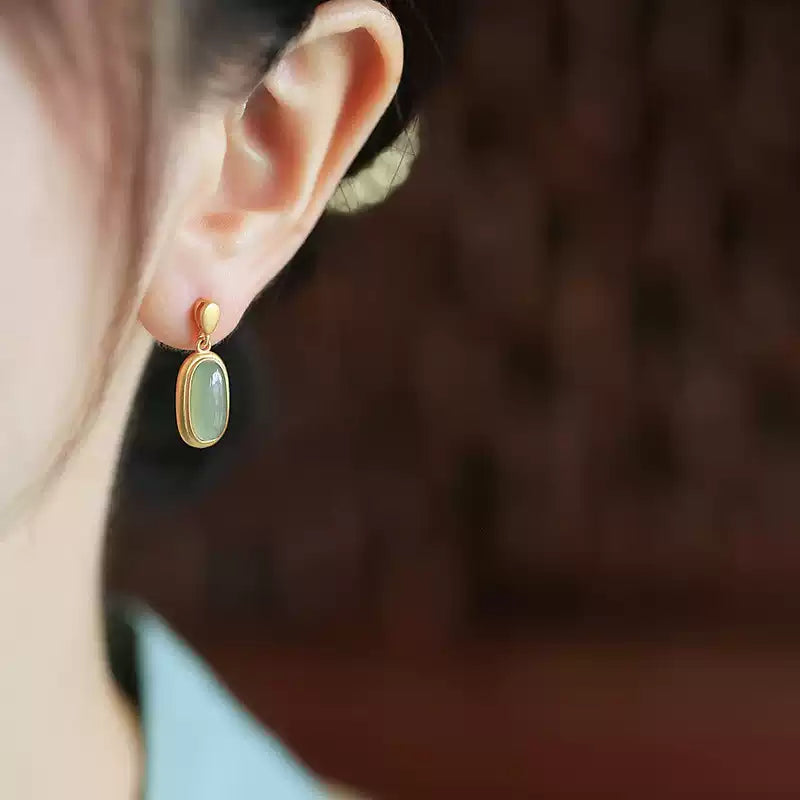 Jade Elegance Silver Drop Earrings