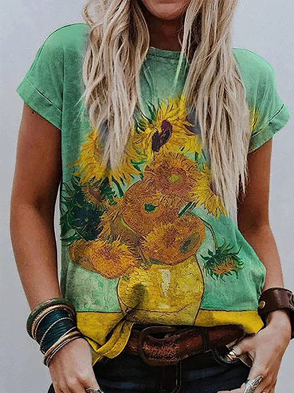Van Gogh Zonnebloemen Kunst T-Shirt