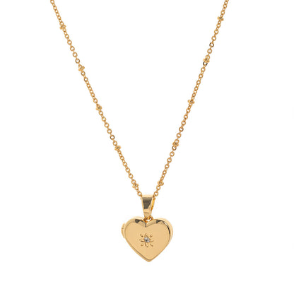 Zircon Heart Locket Necklace