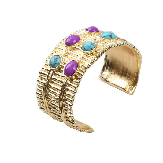Turquoise & Amethyst Cuff Bracelet