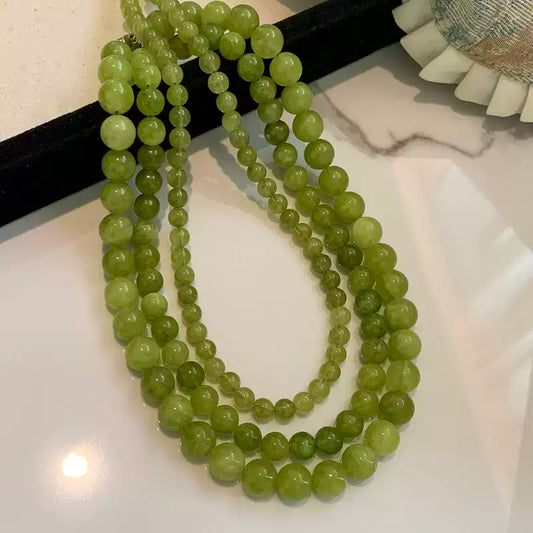 Olive Green Agate Beaded Necklace