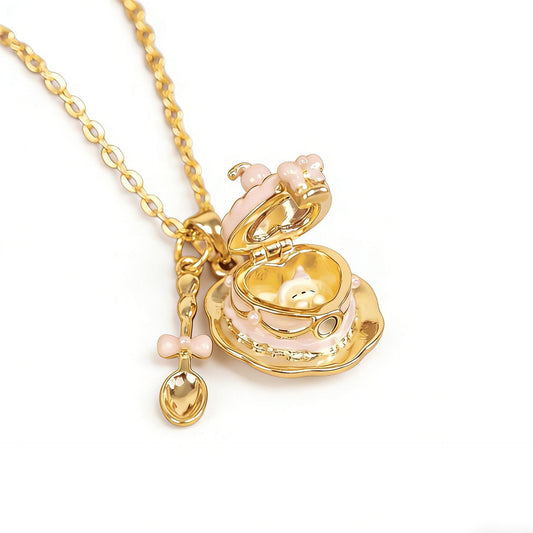 Teacup Locket Pendant Necklace