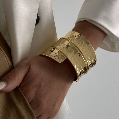 Desire Hammered Cuff Bracelet Set