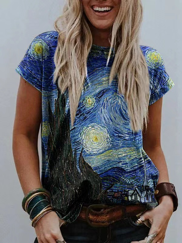 T-Shirt Arte Notte Stellata Van Gogh