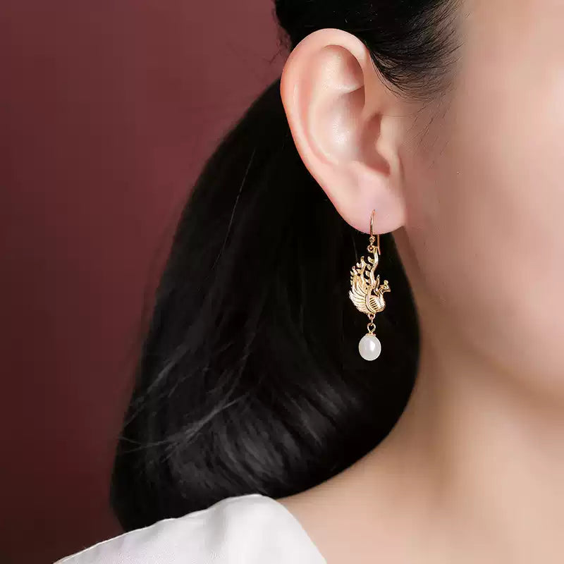 Pearl Phoenix Dangle Earrings