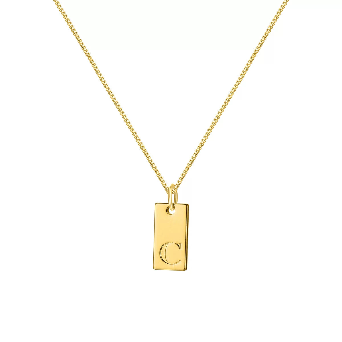 Initial Pendant Box Chain Necklace