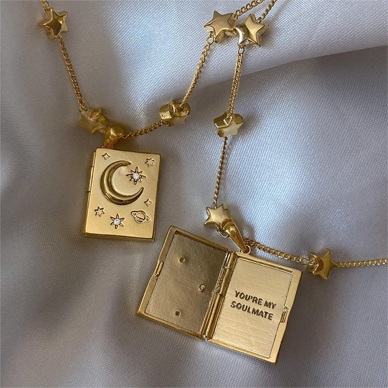 Moon-star Locket Necklace