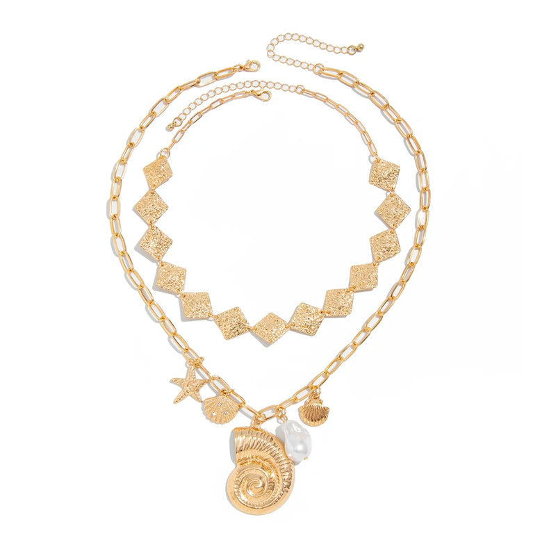 Chloie Starfish Scallop Necklace Set