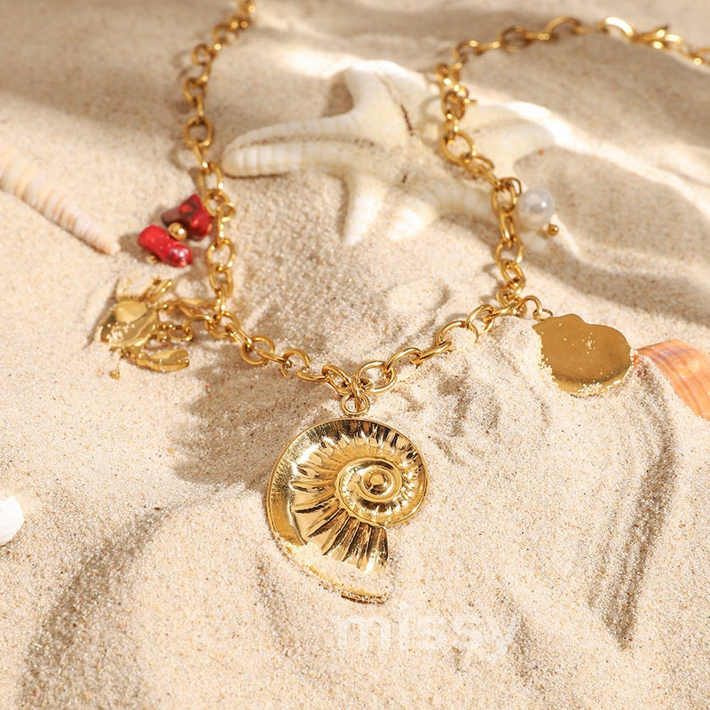 Lillia Golden Nautical Charm Necklace