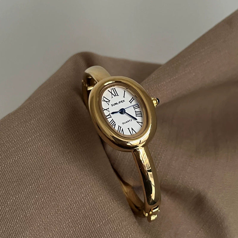 Oval Gold Bracelet Watch
