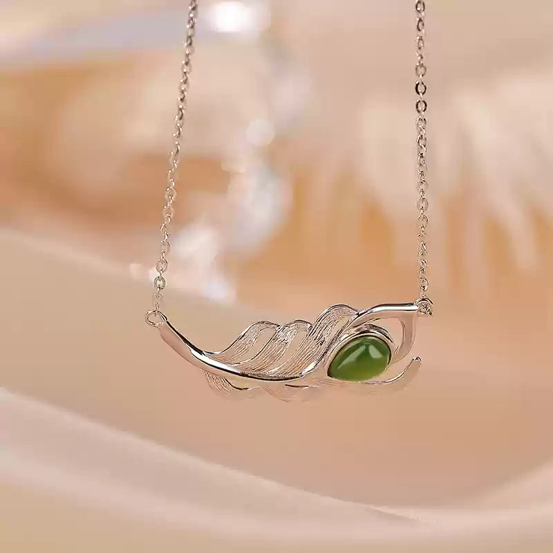 Lia Jade Leaf Pendant Necklace