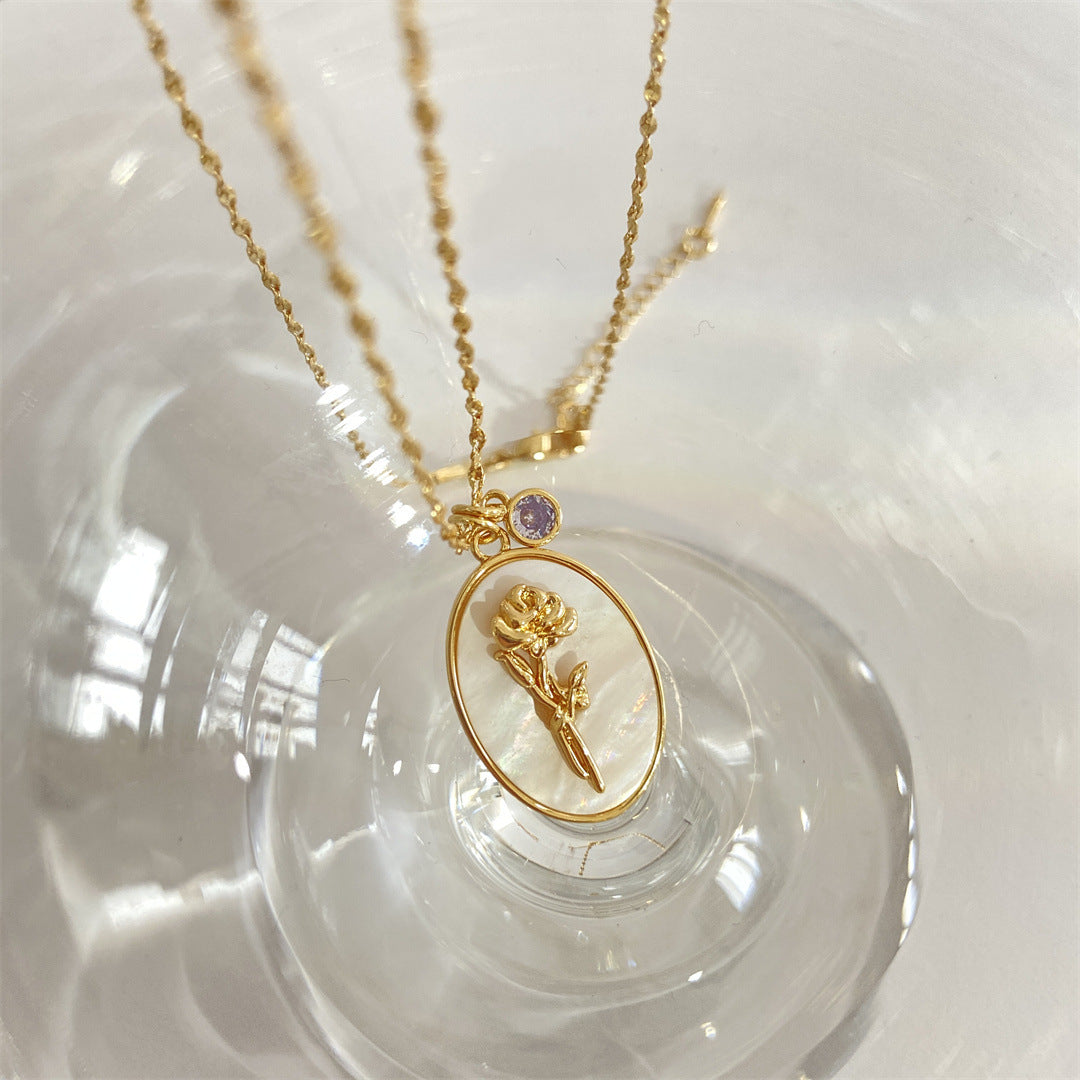 Anslee Mother-of-pearl Birth Flower Necklace