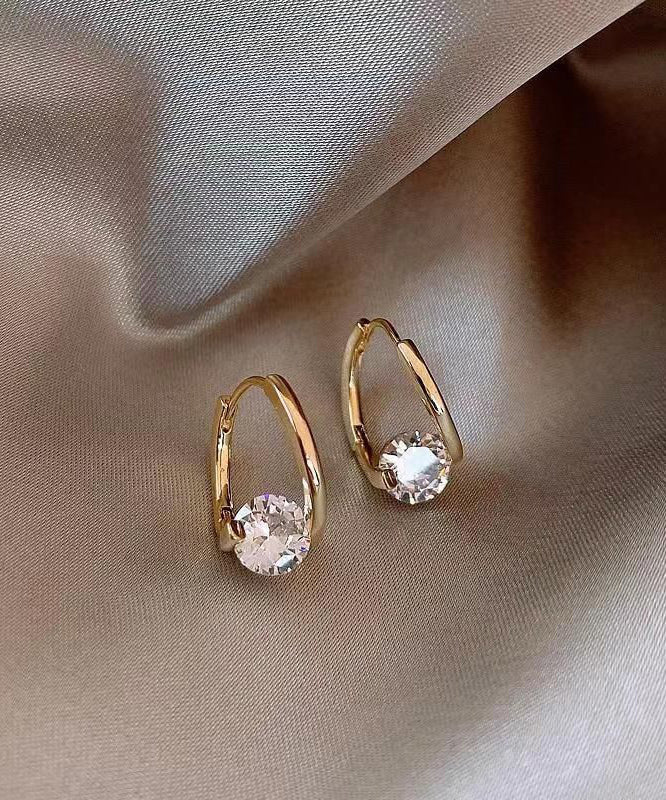 Original Design Gold Copper Overgild Zircon Hoop Earrings