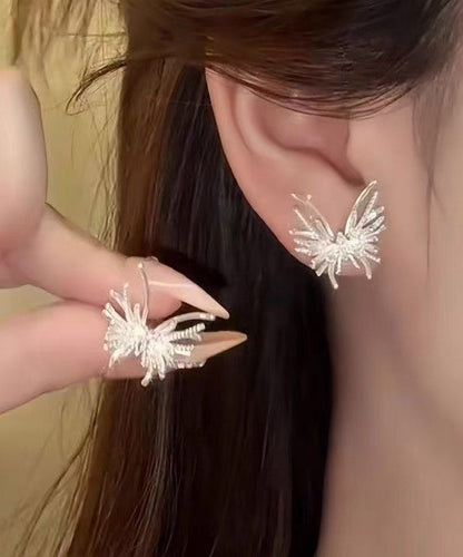 Original Design Silk Alloy Butterfly Stud Earrings