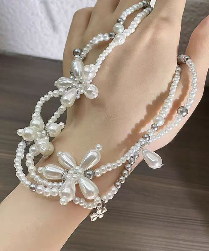 Original Design White Alloy Pearl Beading Pendant Necklace Yu022