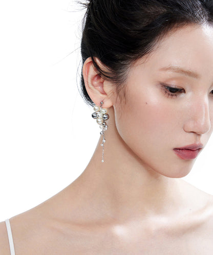 Original Pearl Tassel Silver Drop Earrings