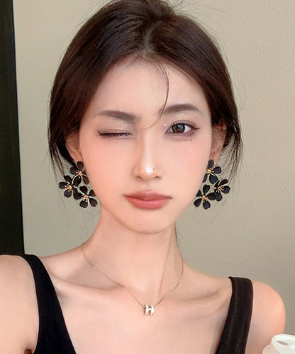Oversize Black Sterling Silver Alloy Stud Earrings