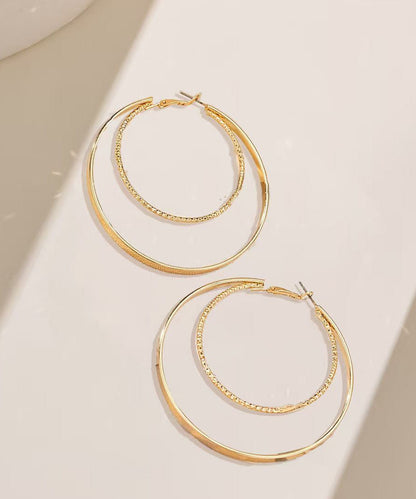 Oversize Gold Stainless Steel Overgild Double-loop Hoop Earrings