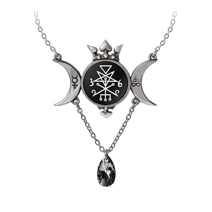 Wycca Queen Crystal Moon Goddess Pendant Necklace by Alchemy Gothic