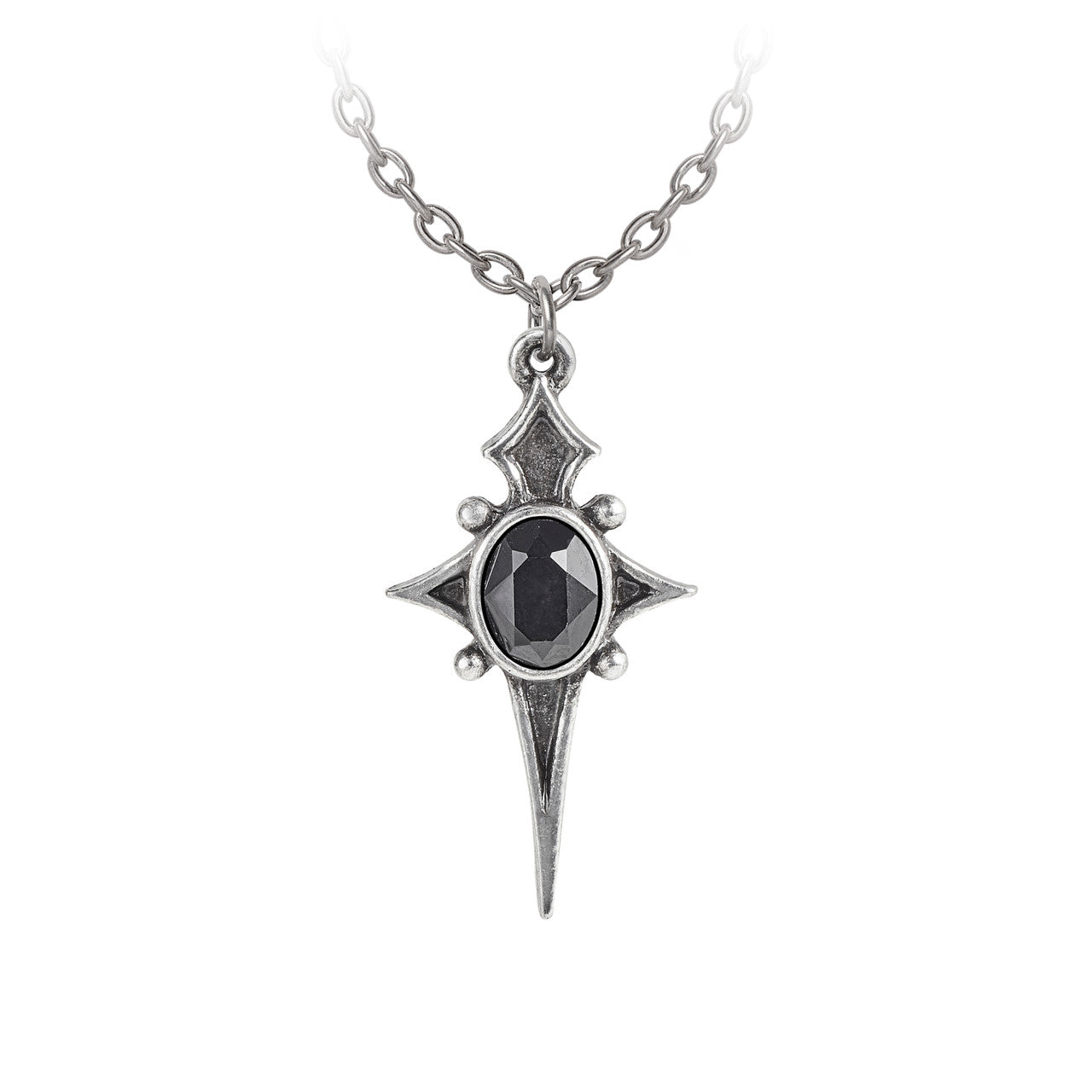 Sterne Leben Black Crystal Star Pendant Necklace by Alchemy Gothic