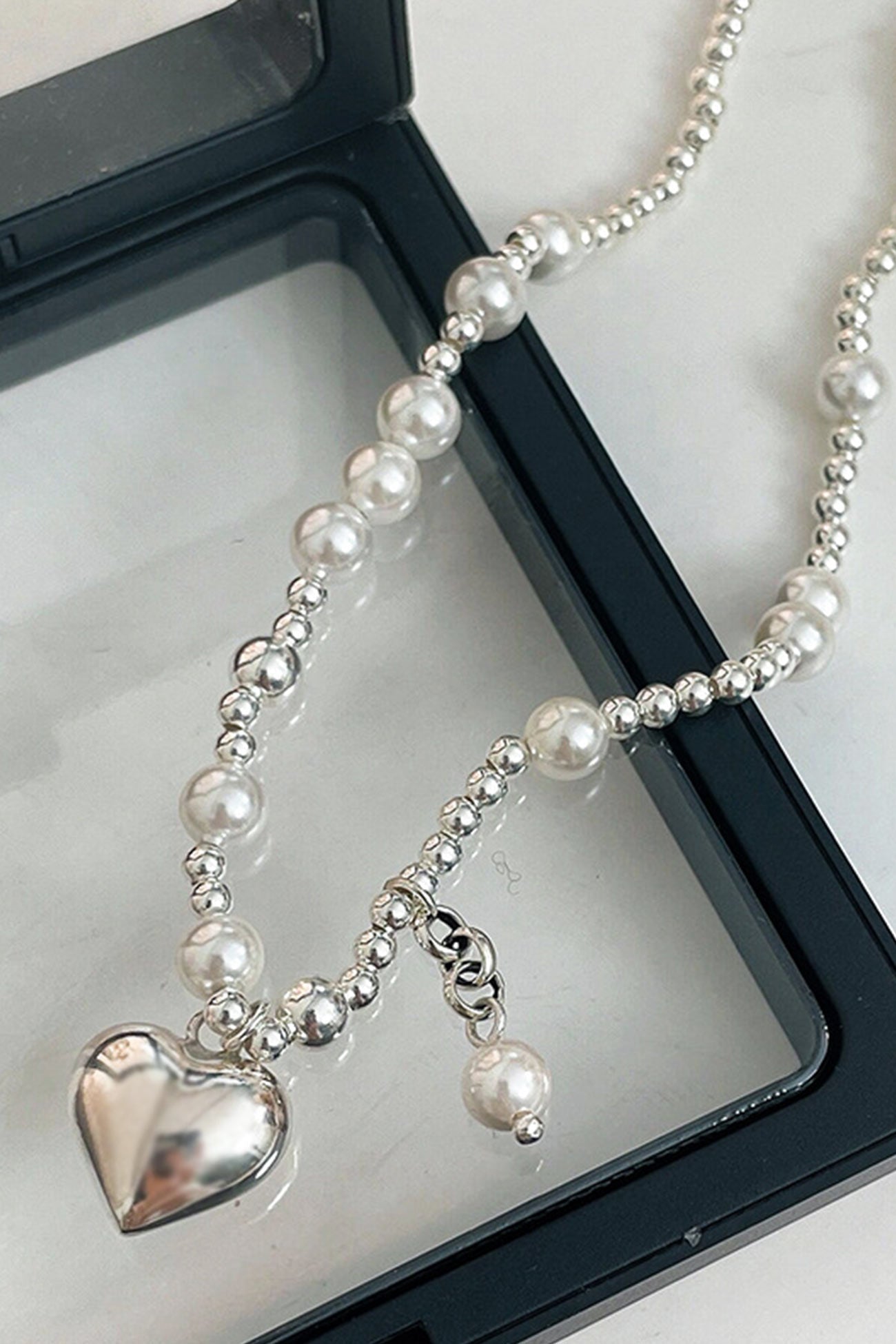 Pearl Peach Heart Pendant Necklaces