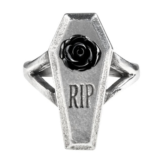 Rip Black Rose Coffin Ring by Alchemy Gothic