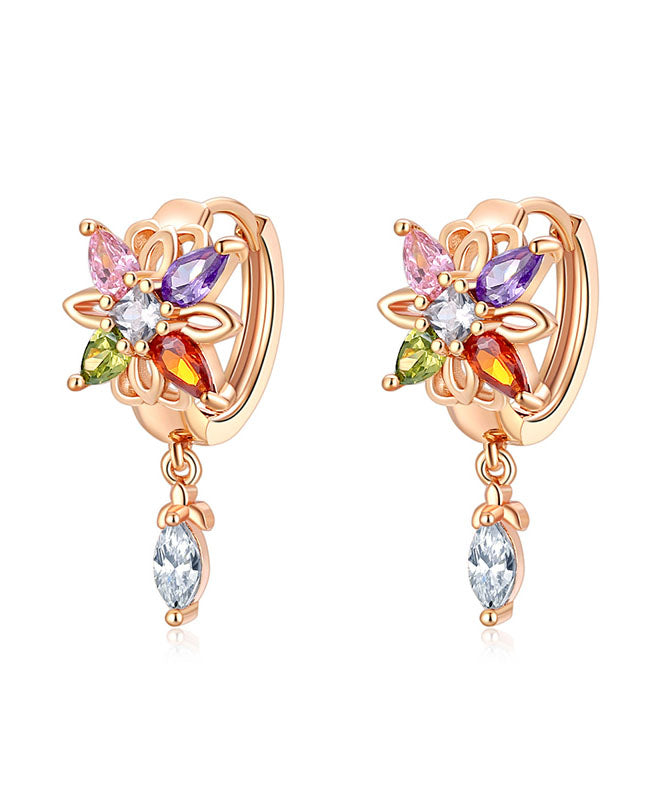 Regular Gold Alloy Crystal Zircon Tassel Drop Earrings