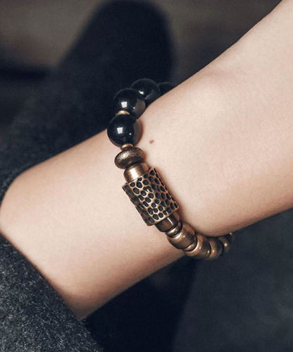 Retro Colorblock Ancient Gold Beads Bracelet