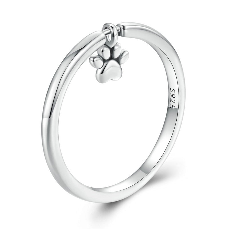 Sterling Silver Paw Pendant Ring