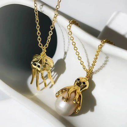 18k Gold Plated Jellyfish Necklace