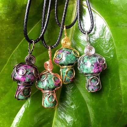 Wire Wrapped Mushroom Necklace