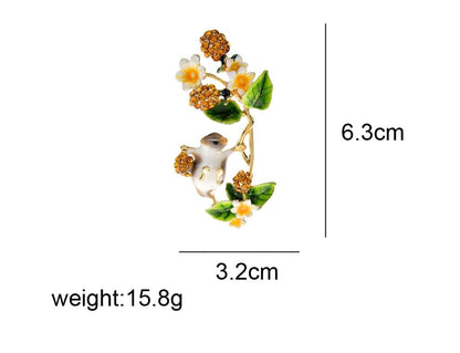 Squirrel Picking Raspberries Brooch
