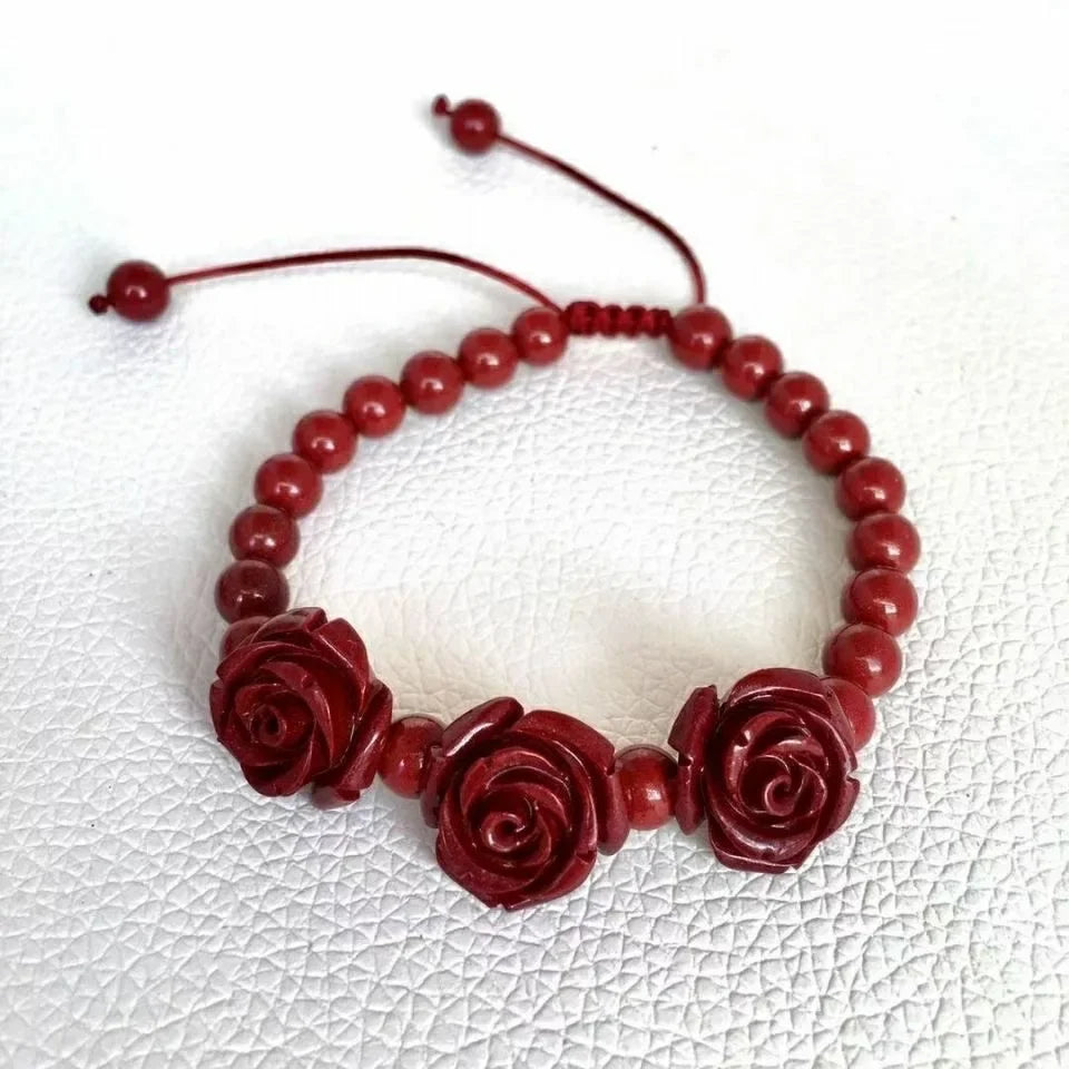 Red Rose Beaded Bracelet