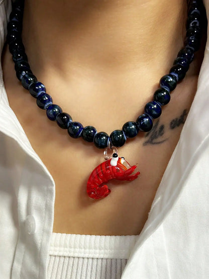 Glass Pendant Beaded Necklace