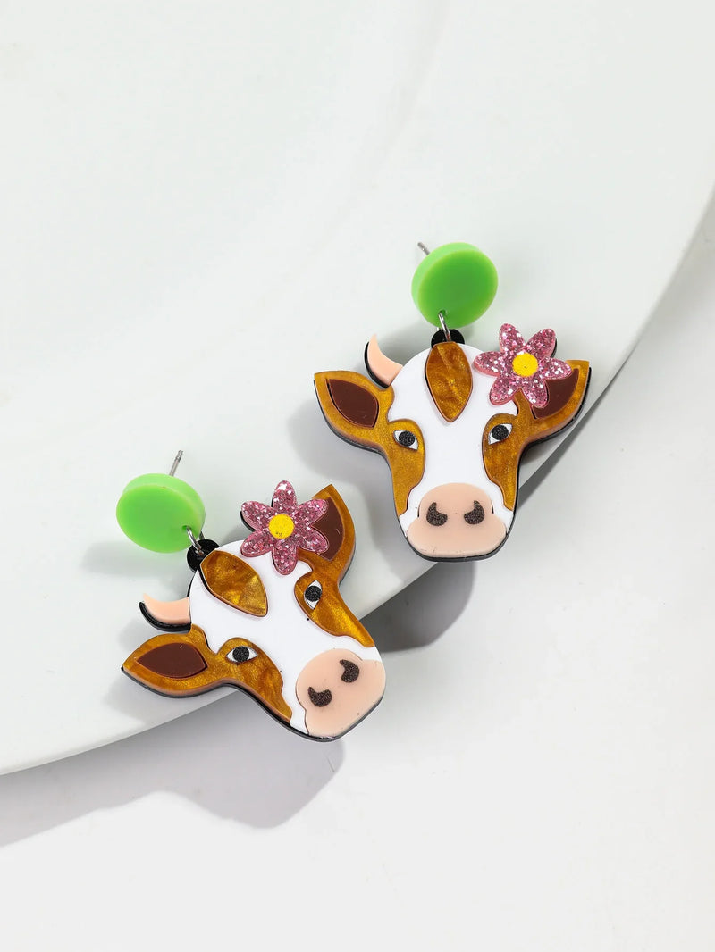Acrylic Highland Cow Earrings
