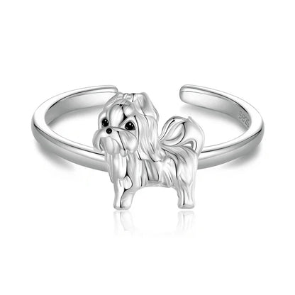 Sterling Silver Shih Tzu Ring