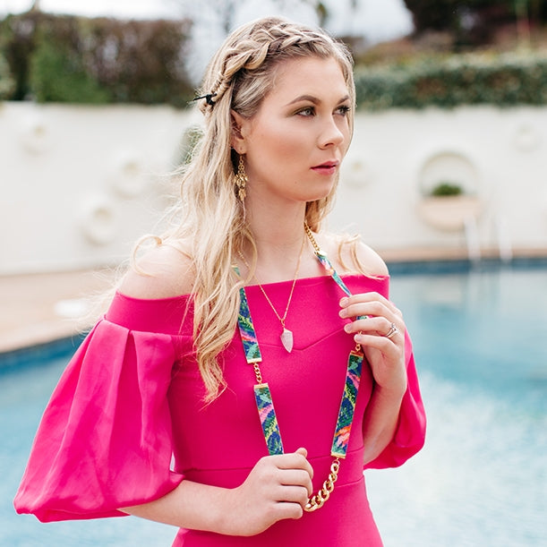 Jungle Print Beaded Necklace