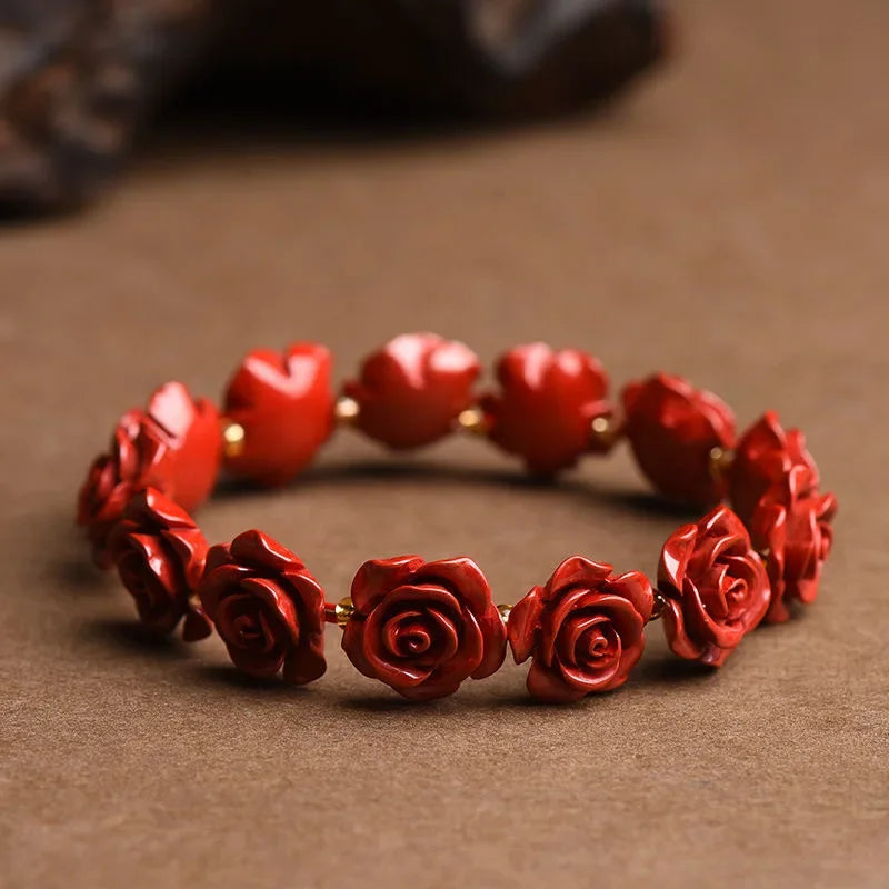 Red Rose Beaded Bracelet