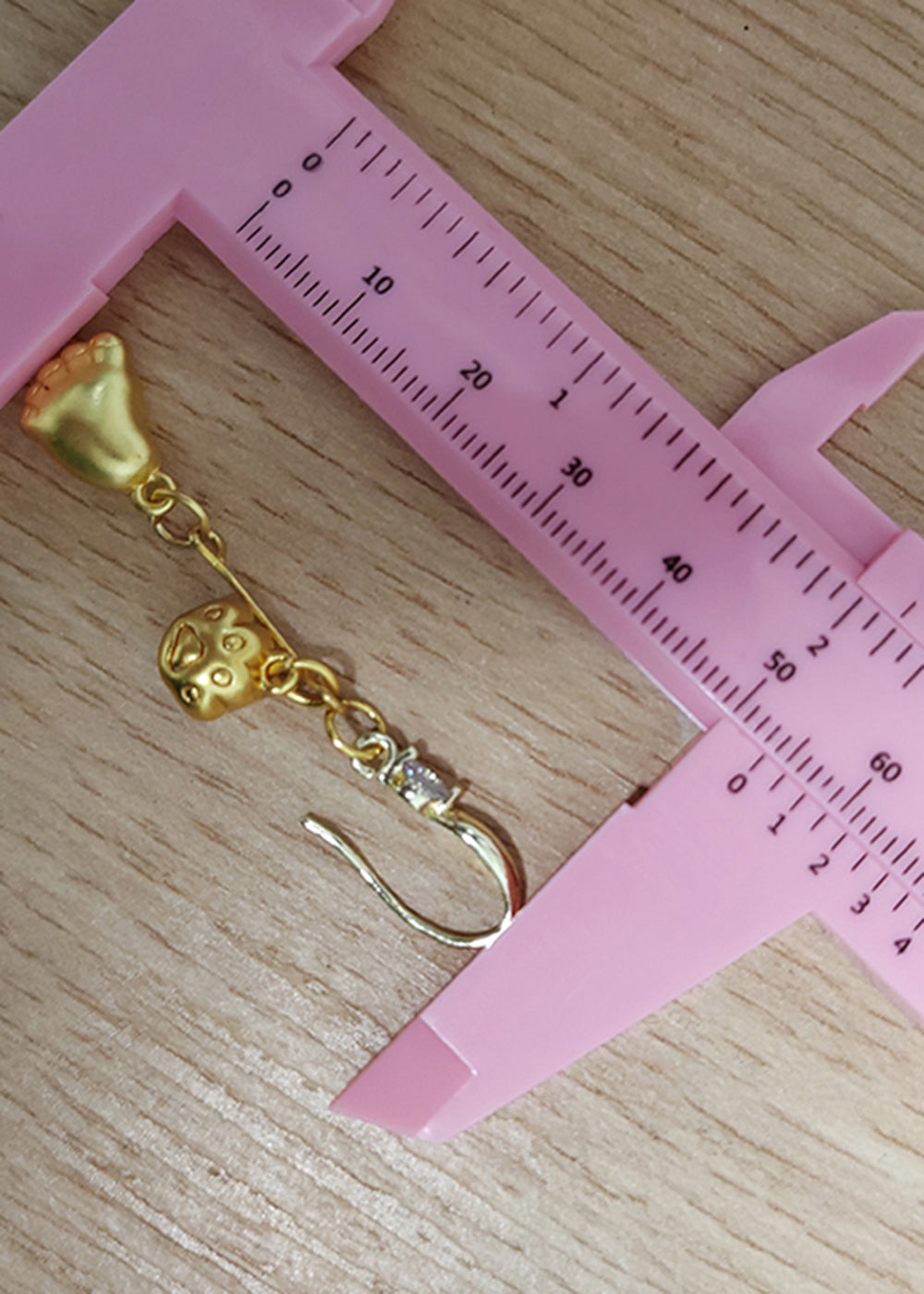 Simple Little Feet 14k Gold Drop Earrings