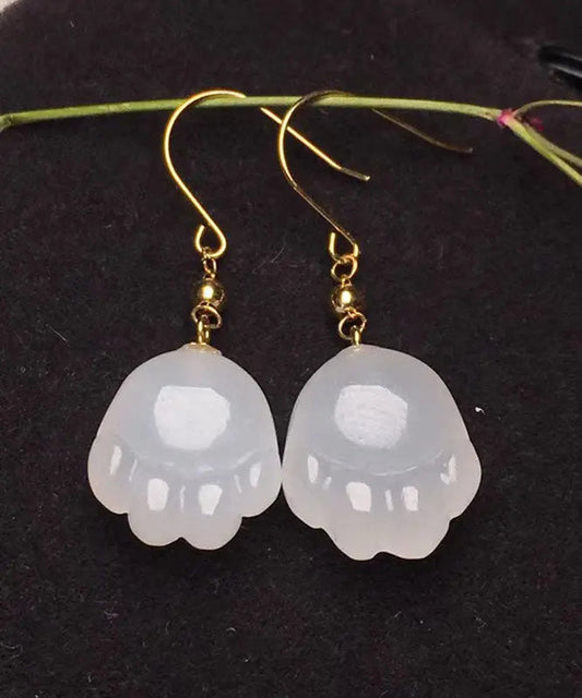 14k Gold Jade Cat Paw Drop Earrings