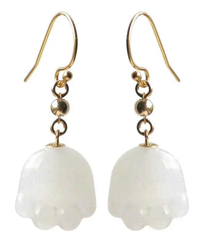 14k Gold Jade Cat Paw Drop Earrings