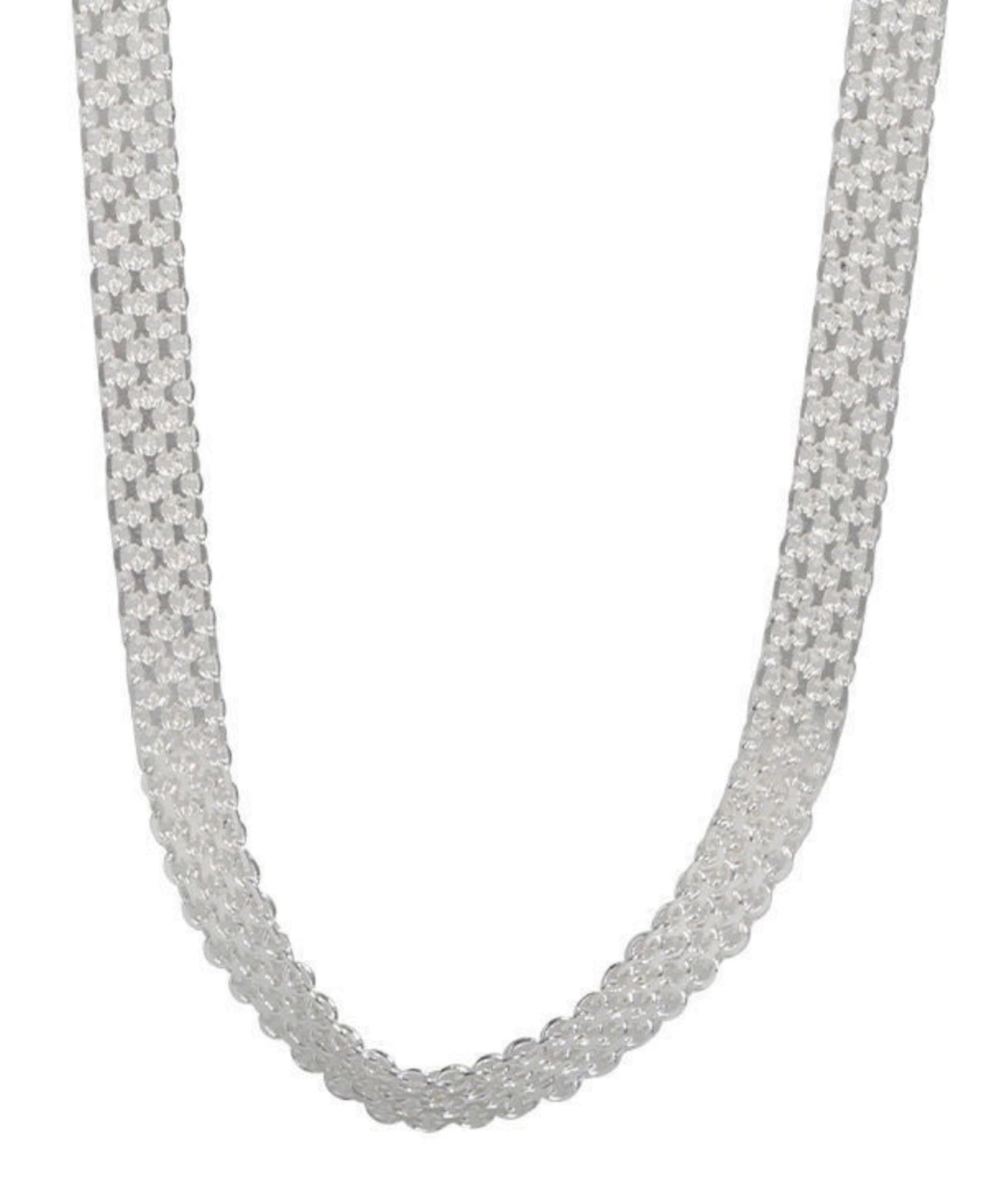 Simple White Sterling Silver Hand Woven Collar Necklace Po004