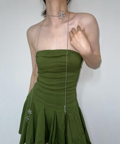 Skinny Gold Metal Overgild Hollowed Out Lariat Necklace Yr006