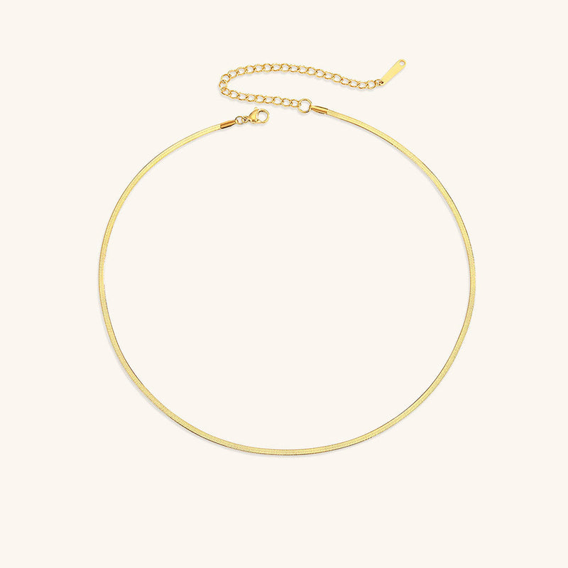 Sleek Grace - Gold Herringbone Necklace