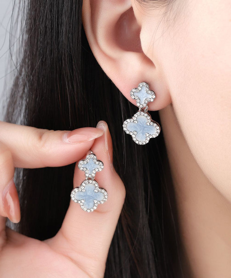 Style Blue Copper Crystal Allloy Drip Glaze Drop Earrings